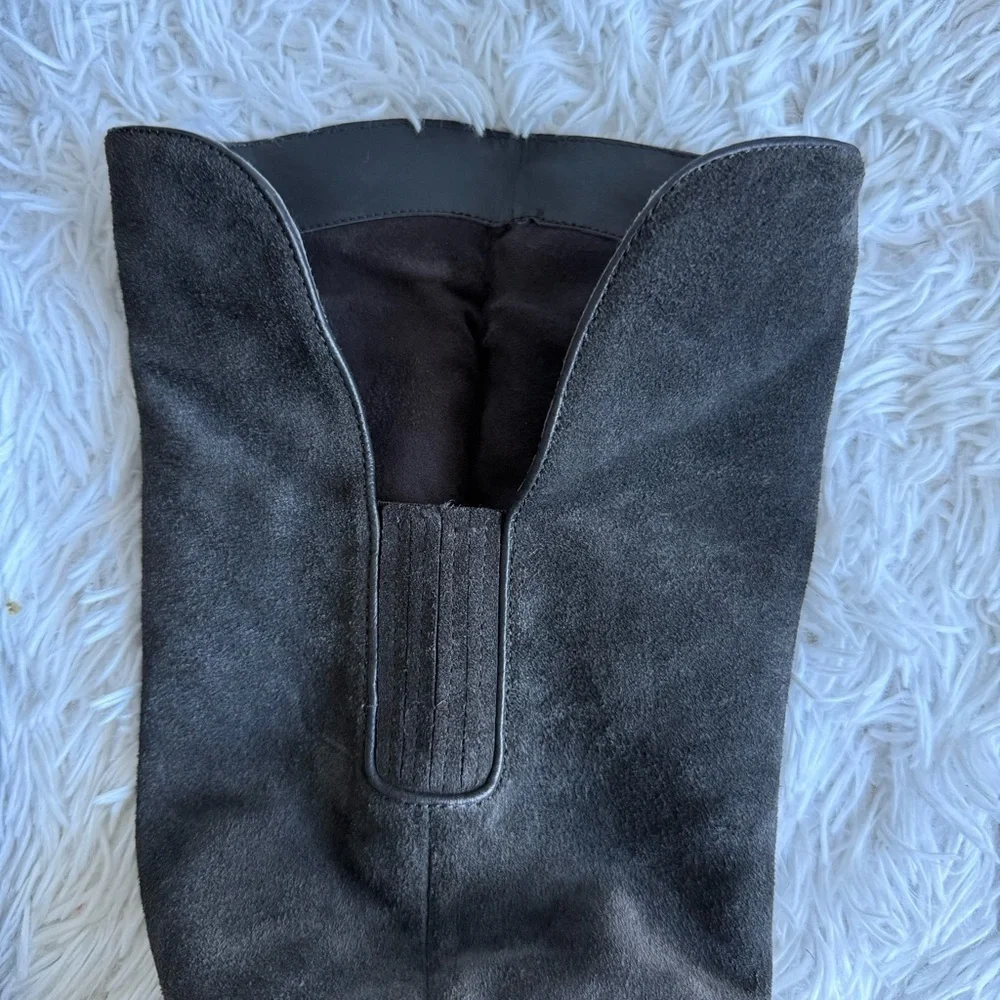 Dolce Vita Gray Suede Over the Knee Boots with Stacked Heel Size 7.5